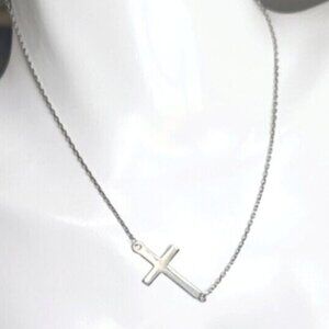 Beautiful Dainty Sterling Silver 925 Cross Necklace Delicate Chain Adjustable